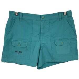 Polo Jeans Co. Ralph Lauren Teal Cargo Cotton Womens Shorts Size 8 Pockets New
